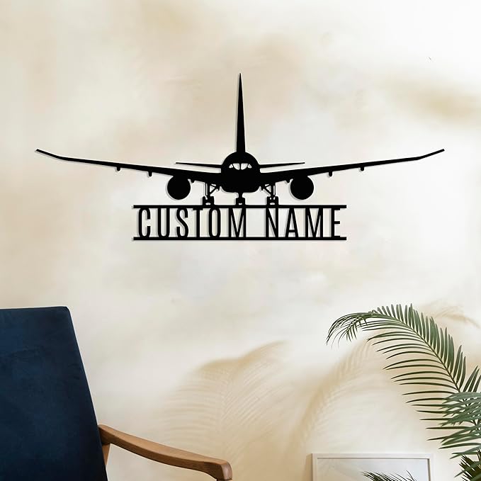 Personalized Metal Airplane Wall Art, Airplane Name Sign, Customized Pilot Name - Image 6