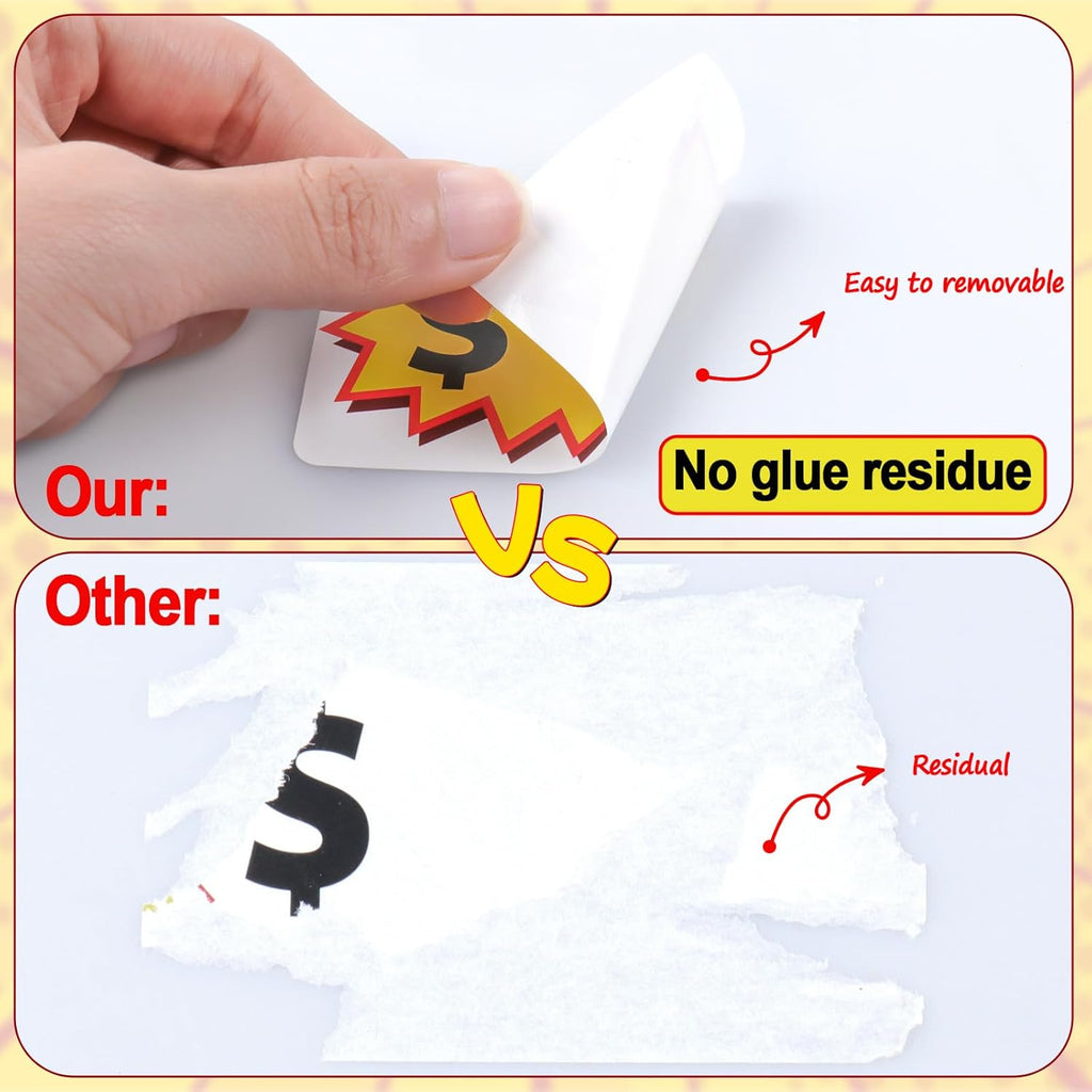 300 Pcs Garage Sale Stickers, (2"x3") Removable Adhesive Yard Sale Price tag Stickers with Space to Write Pricing, Rummage Sale Price Labels for Retail, Flea Market, Annual Community Sales