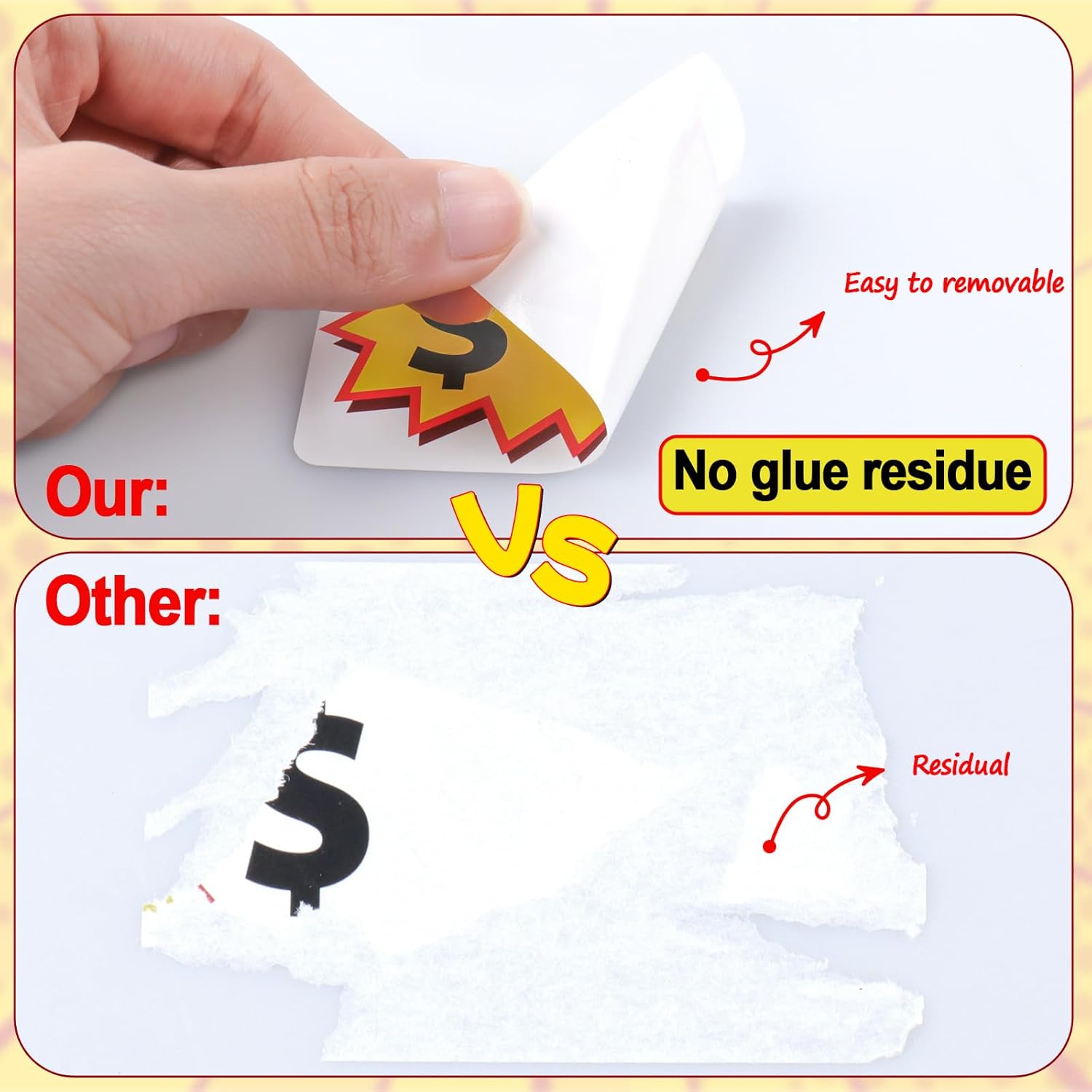 300 Pcs Garage Sale Stickers, (2"x3") Removable Adhesive Yard Sale Price tag Stickers with Space to Write Pricing, Rummage Sale Price Labels for Retail, Flea Market, Annual Community Sales