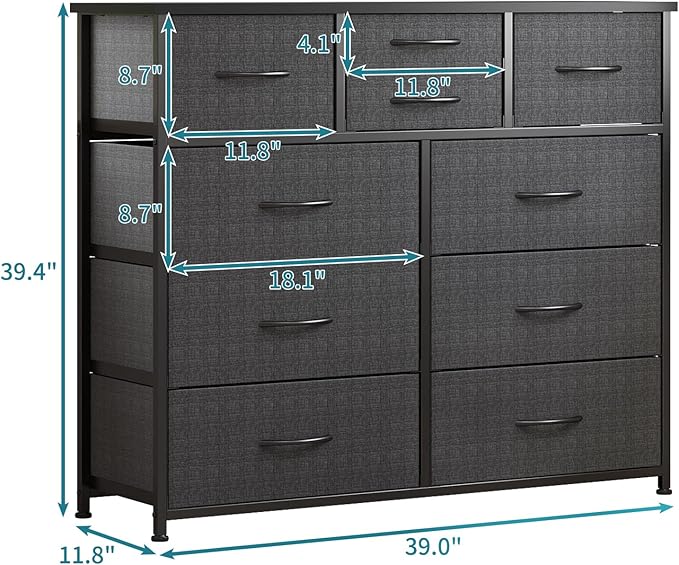 LUMTOK 10-Drawer Dresser, Fabric Storage Dressers - Image 3