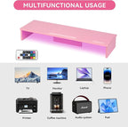 Qupui TV Riser Stand with LED Lights, 42.5in Super Large Monitor Stand with - Image 7
