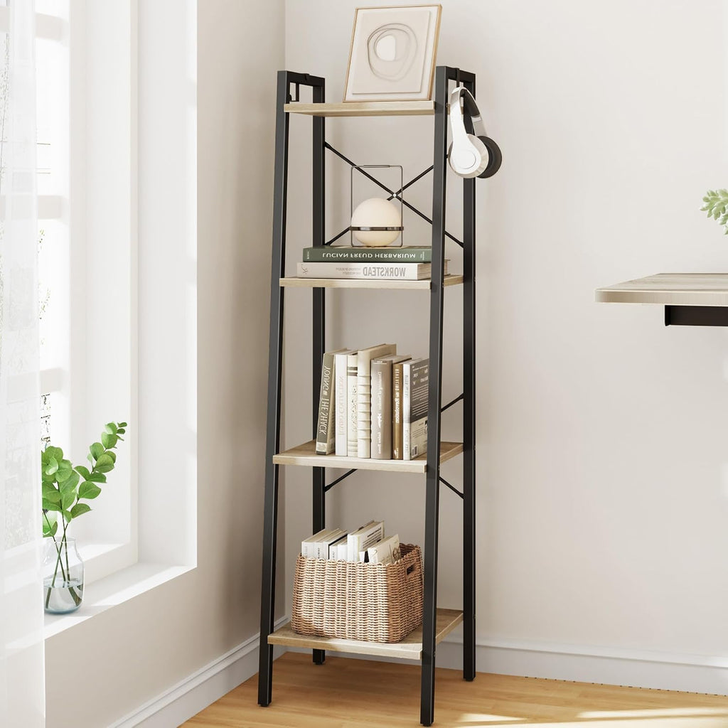 Hzuaneri Ladder Shelf, Bookshelf Bookcase, Freestanding Corner Storage Shelve