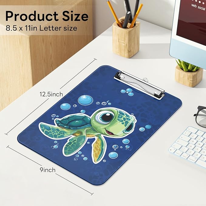 Luminzo Plastic Cute Clipboard Low-Profile Metal Clip, A4 Letter Size 9 x 12.5 - Image 2