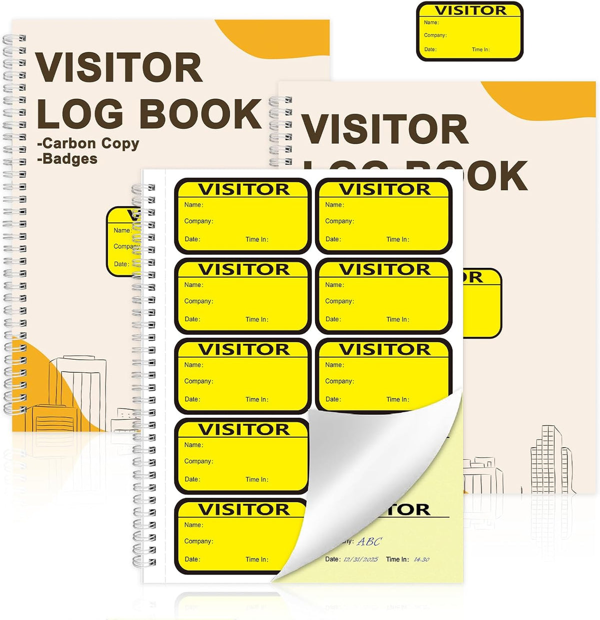 3 Pack Visitor Badges with Carbon Copy Visitor Stickers Letter Size Visitor Log