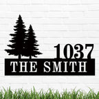 Personalized Pine Trees House Number Metal Sign Custom Address Metal Signs by HYTSIGN