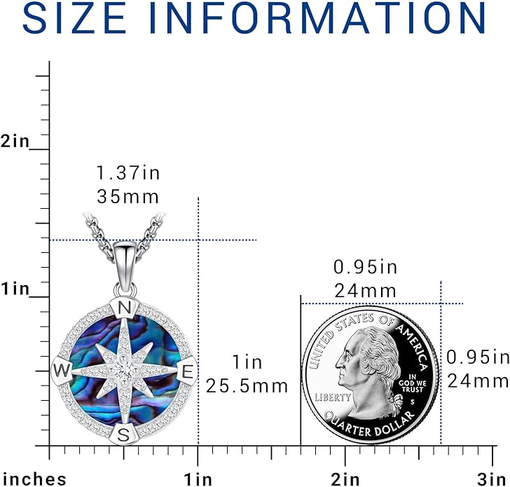 Compass Necklace for Women Men 925 Sterling Silver Pendant Urn Necklaces for - Image 2