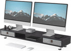 Fenge Dual Monitor Stand with 2 Drawers, 42.5 Inches Large Computer Riser