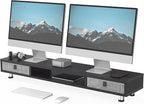 Fenge Dual Monitor Stand with 2 Drawers, 42.5 Inches Large Computer Riser by Fenge