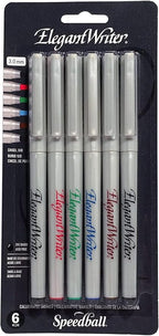 Speedball Elegant Writer Calligraphy 6 Marker Set, 3.0 mm Chisel Nib Tip Pens by SpeedballArt