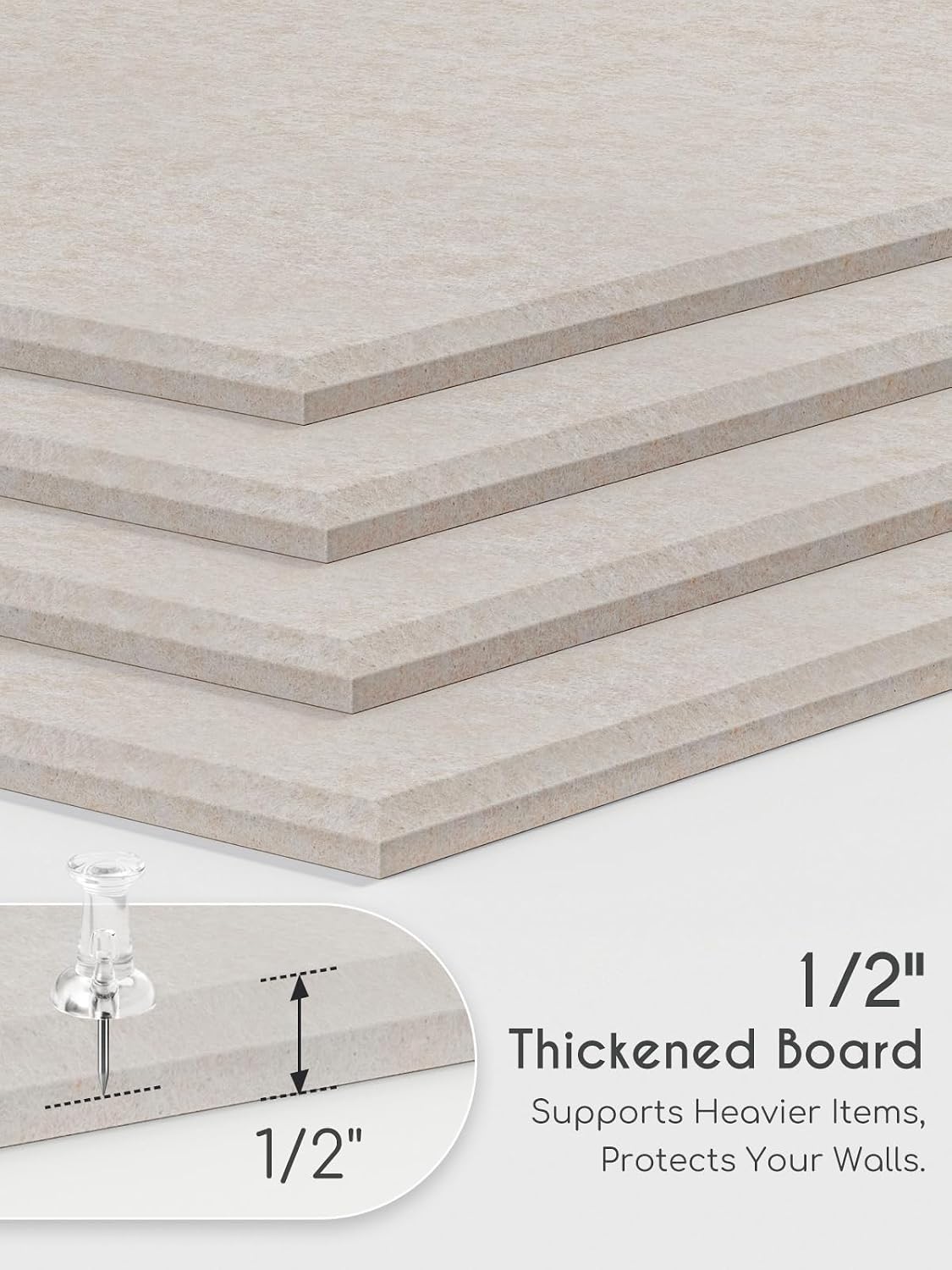 Thick Felt Pin Board Tiles 12 Pack, 11.8x11.8 Bulletin Board for Wall