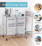 Happygrill 12-Drawer Rolling Storage Cart, 2 Sizes Plastic Drawers & Metal Shelf - Image 4