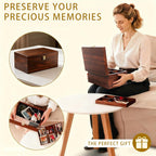 large wooden storage box with adjustable tray, 12.5, side view