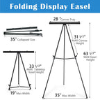 63 1/2'' Aluminum Flip Chart Easel Stand, Black,2 Pack | Presentation Easel with Adjustable Floor for Boardroom, Whiteboard, Paper Pads, Signage