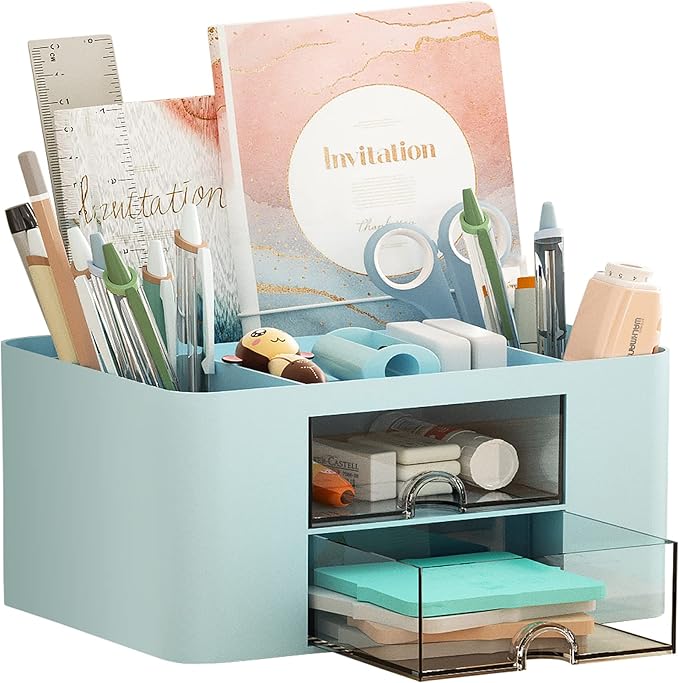 Marbrasse Pen Organizer with 2 Drawer, Desk Organizers and Accessories with 5 by Marbrasse