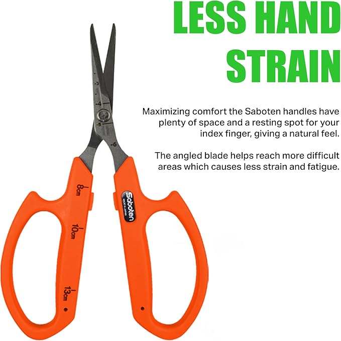 Saboten Stainless Steel Angled Blade Trimming Scissors Orange PT-13 160mm - Image 4