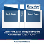 Easyview Premium 3-Ring Binders with Clear-View Covers and Round Rings, Binders for School or Office, 1.5 Inch, Pack of 6, Yellow