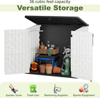 plastic outdoor storage shed, 36 cu ft waterproof, side view