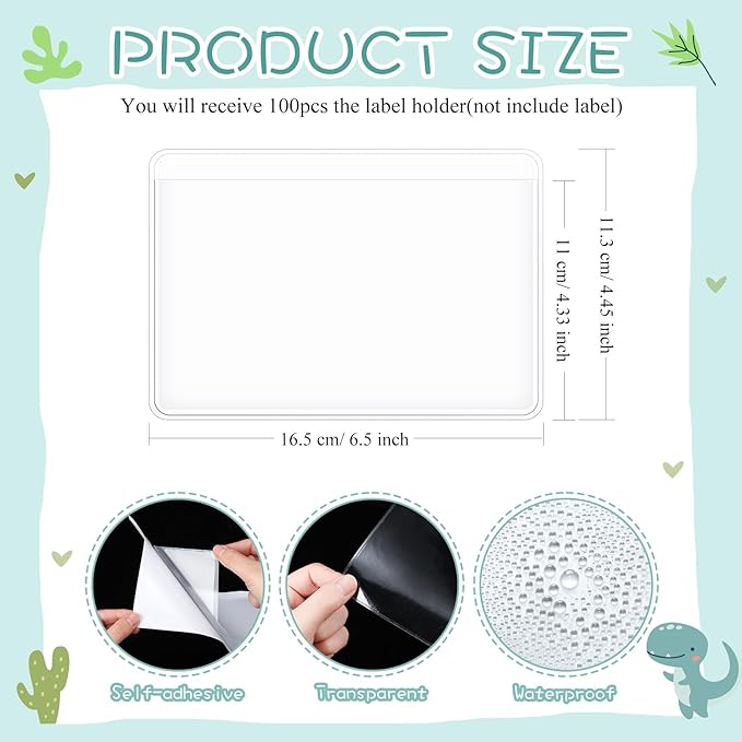 Jeyiour 100 Pcs Label Holders Adhesive Nameplate Pockets Storage Bin Labels - Image 2