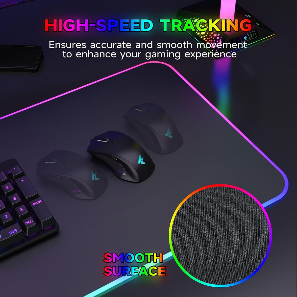 Charging RGB Gaming Mouse Pad - Wireless 15W Mousepad LED Extra Large Mouse M...