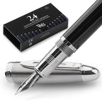 Wordsworth & Black Majesti Fountain Pen-, Luxury Case, Stainless Steel; Medium by WordsworthBlack