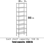 Regal Altair 14" Deep x 24" Wide x 86" Height Wire Shelving Kit | 8-Tier | NSF - Image 3