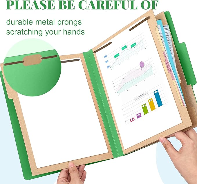 12 Pcs Classification Folders Letter Size 3 Pocket Dividers Employee File Folder - Image 3