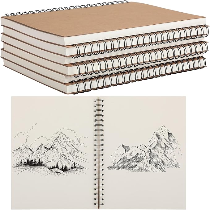 PerKoop 2 Pcs 8.5"x11" Spiral Sketch Pad A4 Large 100 Sheet Blank Notebook by PerKoop
