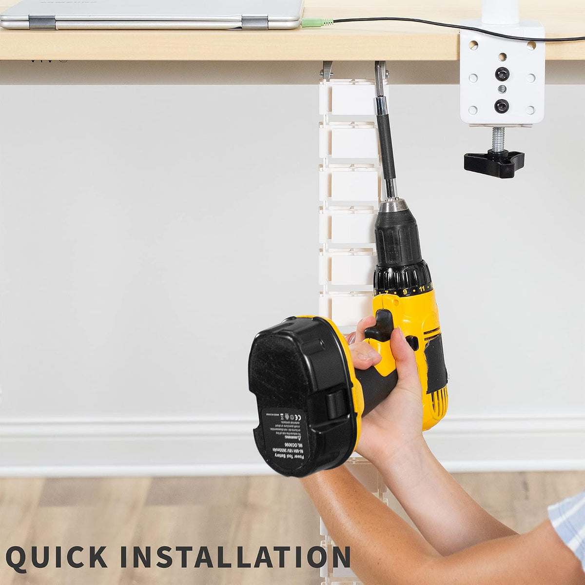 VIVO White Under Desk Vertebrae Cable Management Kit, DESK-AC01C-W