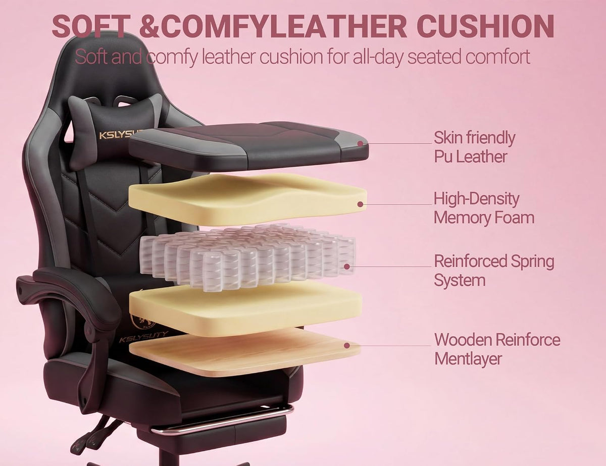 Mistpeople Gaming Chair, Ergonomic High Back Computer Chair with Footrest, Lu...