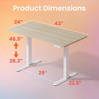HUANUO 43 x 24 inch Electric Standing Desk Adjustable Height, 4 Memory Height - Image 3