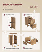 vasagle file cabinet, 2-drawer filing cabinet for home on a desk or shelf