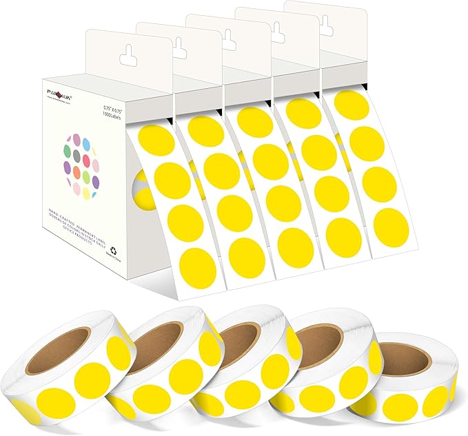 PARLAIM 3/4 Inch Roll Color Coding Labels, 10000 per 10Rolls Round Permanent by PARLAIM