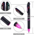 Bribobo 8 Pack Multicolor Ballpoint Pens 4-in-1 0.7mm Colored Retractable - Image 2