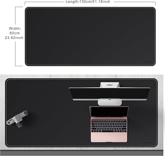 Mydours Large Desk Mat 51.2" x 23.6", PU Leather Surface - Image 2