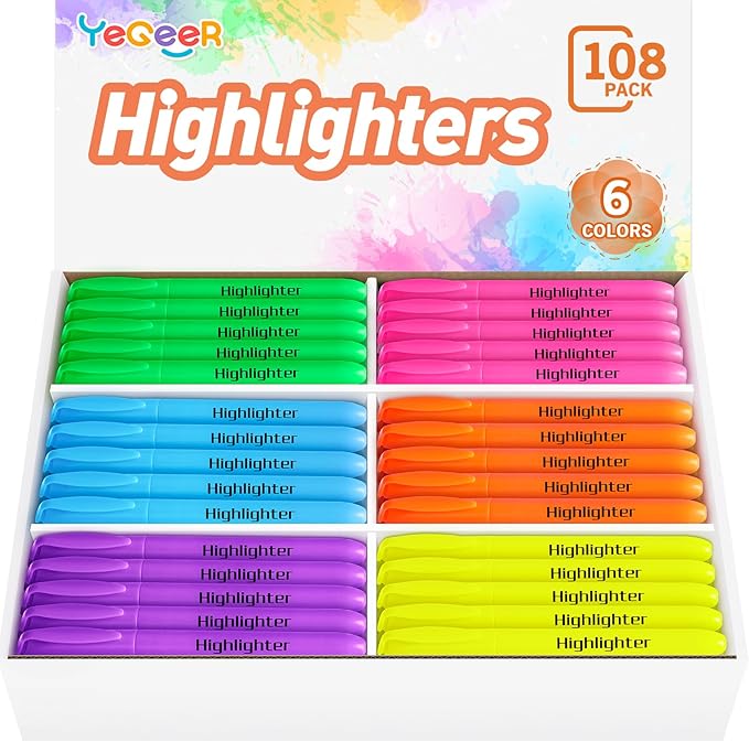 YEGEER Highlighters, Chisel Tip Dry-Quickly Highlighter Markers, Office by YEGEER