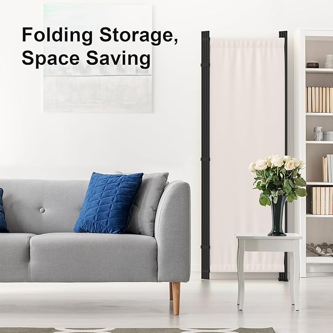 Kecreque Room Divider 4 Panel Partition Room Dividers & Folding Privacy Screens - Image 6