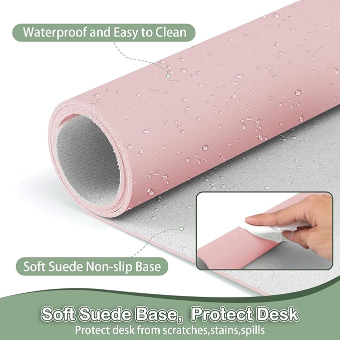 Boutilon Leather Desk Pad Protector, Non-Slip Mouse Pad, Laptop Desk Pad - Image 4