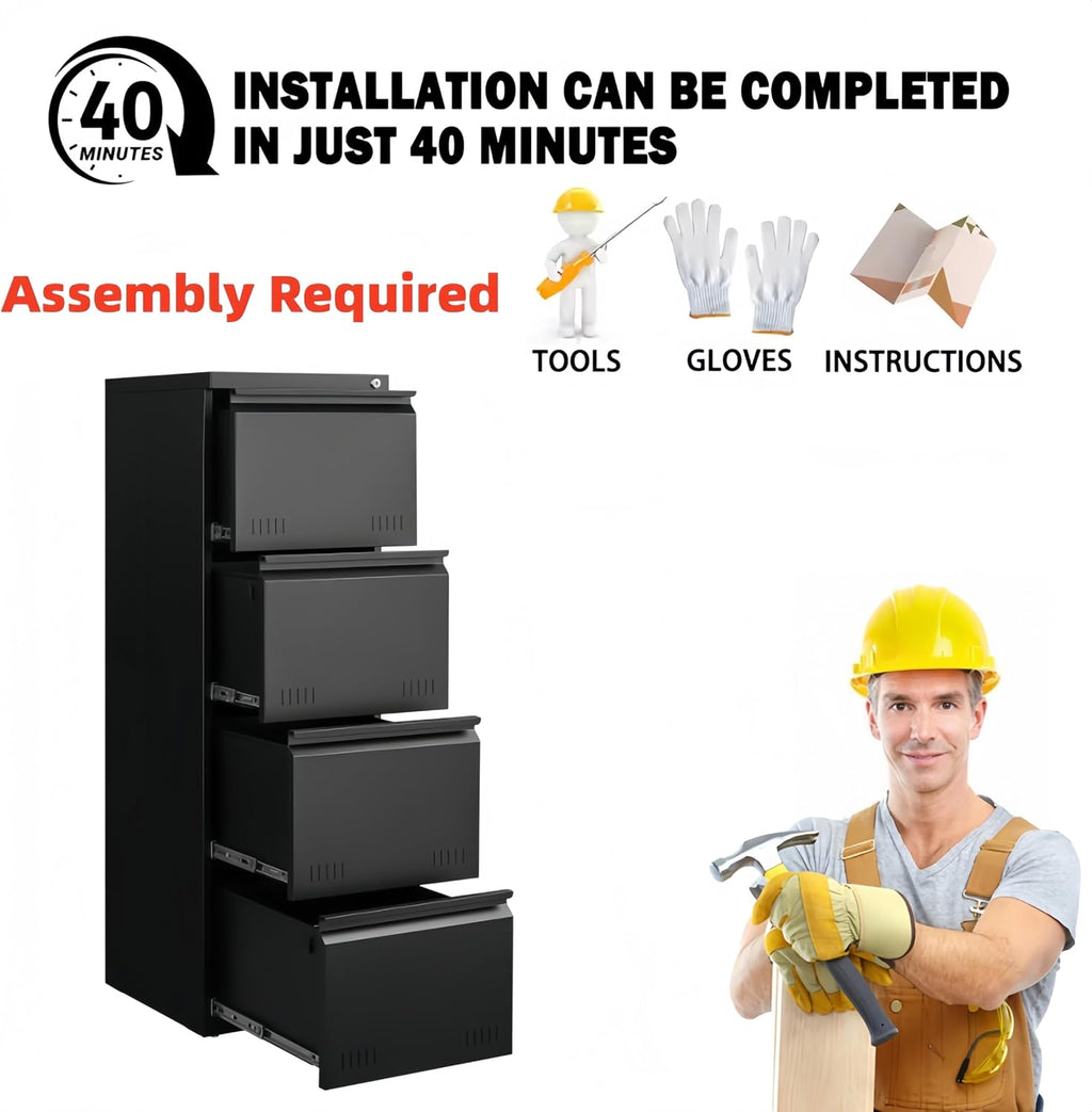 approgreent vertical 4 drawer file cabient with lock on a desk or shelf