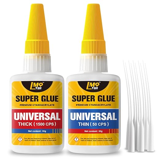 Super Glue Thin and Thick Liquid CA Glue Clear 60 Gram, All Purpose Superglue by AffordableGlueSupplier-LMQ