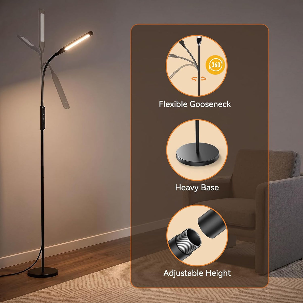 LASTAR LED Floor Lamp with Remote, Standing Reading Lamp 4 Color Temperatures...