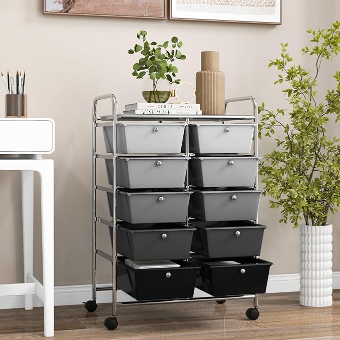 GOFLAME 10-Drawer Rolling Storage Cart, Art Craft Storage Organizer on Wheels - Image 8