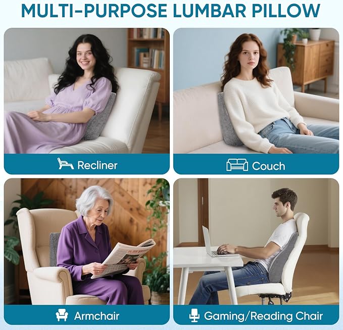 AHUAWA Back Support Pillow for Recliner Chair, Memory Foam Couch Back Cushions - Image 7
