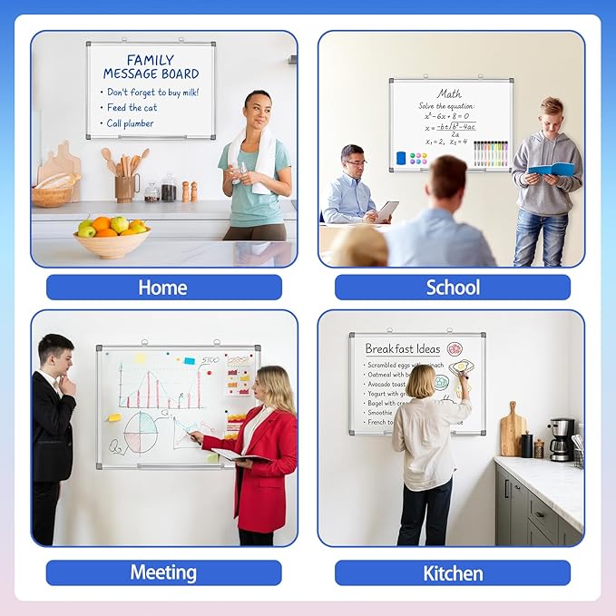 Grtard 18" x 12" White Board Dry Erase, Magnetic Dry Erase Boards, Hanging - Image 8