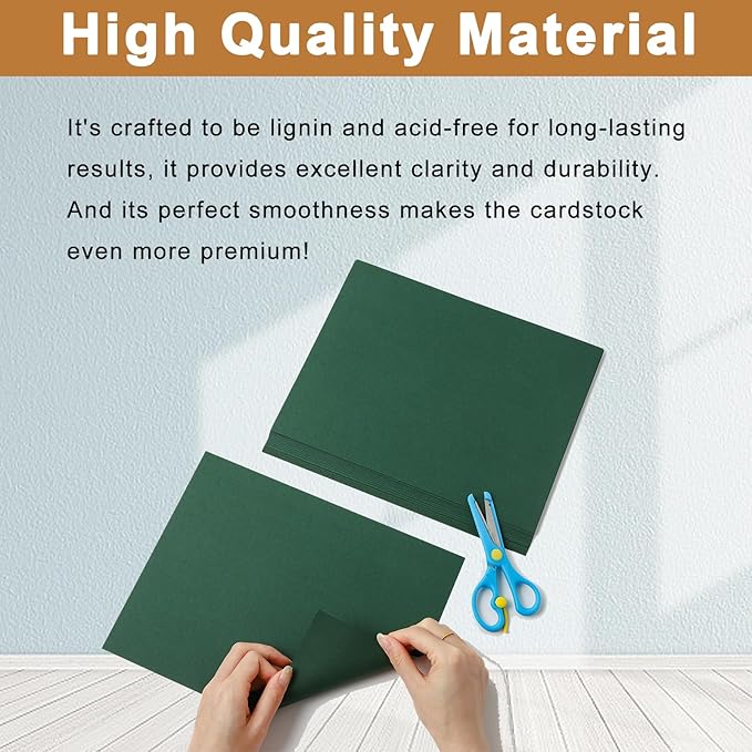 Silunkia 120 Sheets Dark Green Cardstock 8.5 x 11 Craft Paper, 250gsm/92lb - Image 4