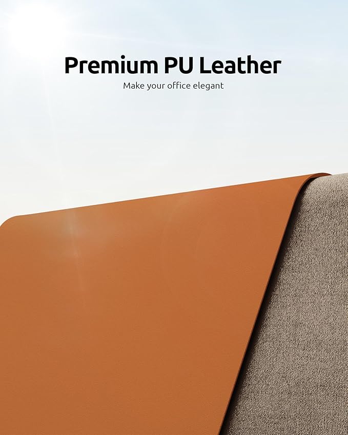 YSAGi Leather Desk Pad Protector, Office Desk Mat, Large Mouse Pad, Non-Slip PU - Image 2