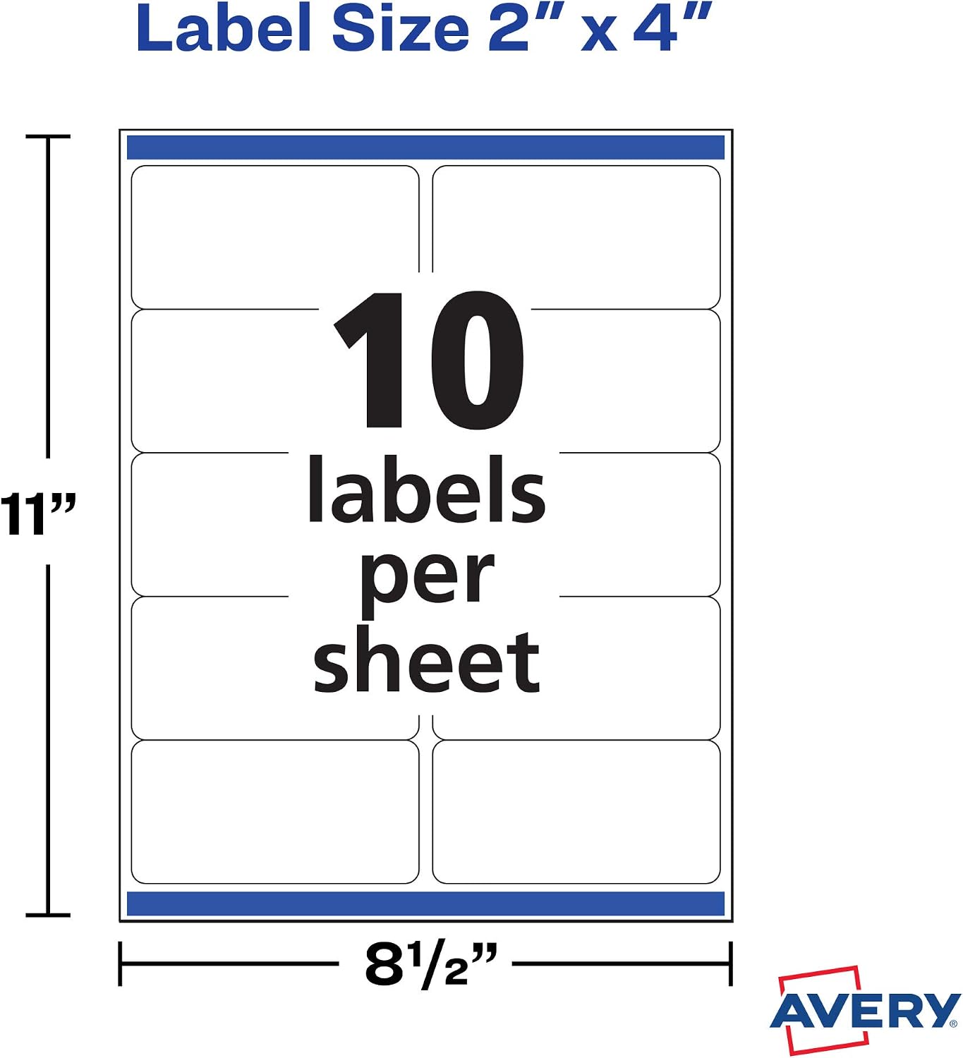 Avery Printable Shipping Labels with Sure Feed, 2" x 4" Customizable Stickers, White, 500 Blank Mailing Labels Total, Great for Mailing, Shipping, and More (2-Pack of 8163)