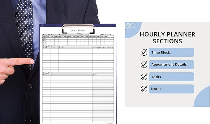 Hourly Planner Notepad. 60 Page Planning Pad w/Appointment Time Block, Task Log - Image 2