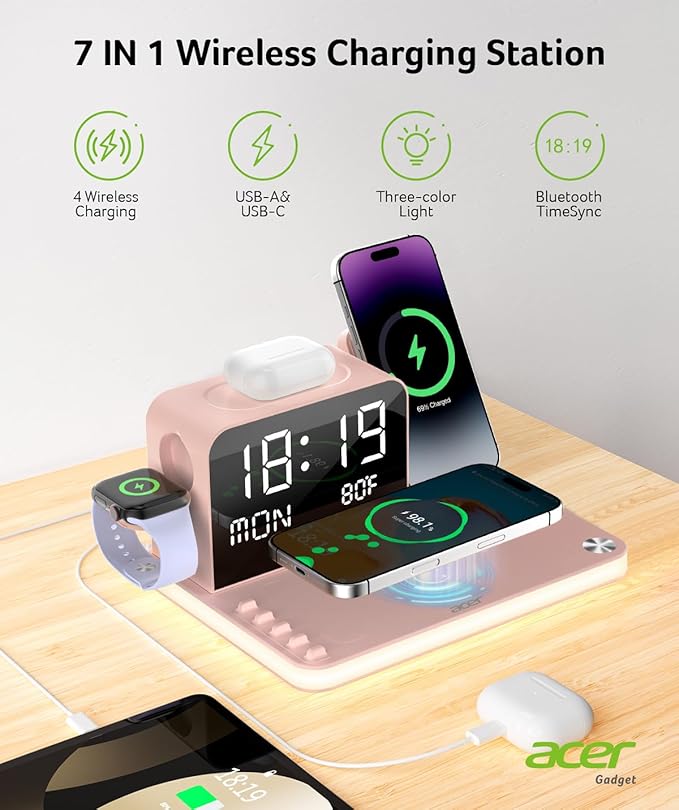 Acer 7-in-1 Wireless Charging Station - 30W Fast Wireless Charger - Image 2