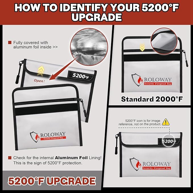 ROLOWAY Fireproof Bag 5200℉ Heat Insulated, Fireproof Money Bag - Image 6
