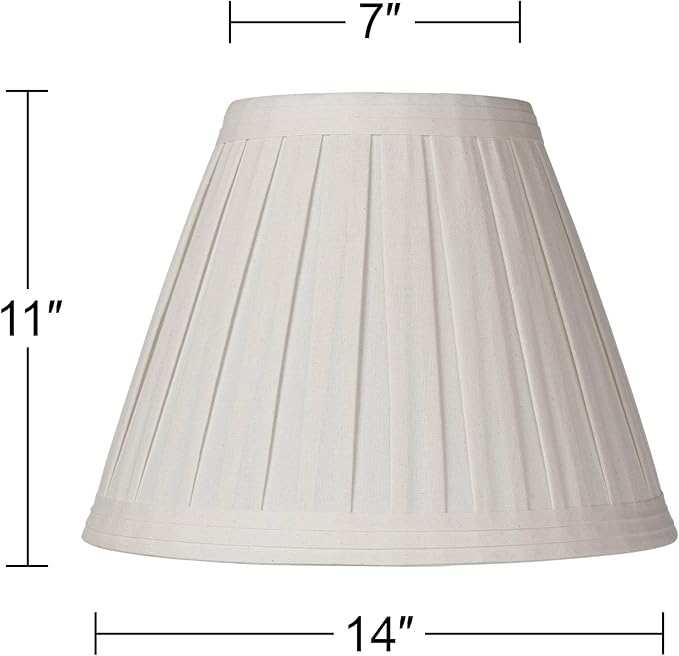 Creme Linen Large Box Pleat Lamp Shade 7" Top x 14" Bottom x 11" High - Image 4